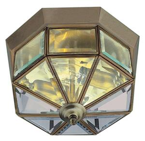 Searchlight 8235AB Flush Ceiling Light In Antique Brass With Bevelled Glass