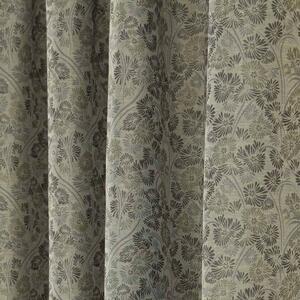 Grey Jacquard Curtain Vintage Floral Design Fully Lined - 90" X 72" Drop