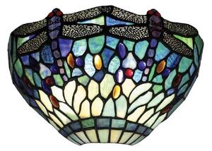 Interiors 1900 64102 Dragonfly Blue 1 Light Wall Light In Bronze With Shade
