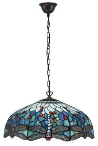 Interiors 1900 66148 Dragonfly Blue Large 3 Light Ceiling Pendant In Bronze
