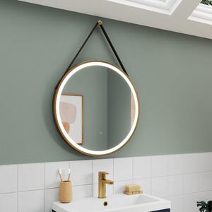 Round Touch LED Wall Mirror Brass