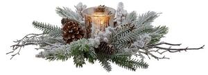 Snowy Candle Wreath with Pine Foliage & Cones