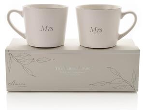 Amore Set of 2 White Mrs & Mrs Mugs White