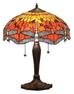 Interiors 1900 64093 Dragonfly Flame Tiffany Medium 2 Light Table Lamp In Bronze With Shade