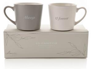 Amore Set of 2 Grey & White Always & Forever Mugs Grey