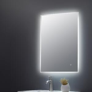 Ambient Rectangle Touch LED Full Border Wall Mirror Silver
