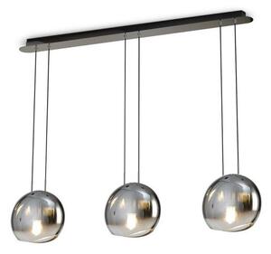 Mantra M6189 Lens 3 Light Linear Ceiling Light In Polished Chrome With Glass And Graphite