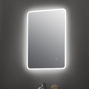 Ambient Rectangle Touch LED Curved Border Wall Mirror Silver