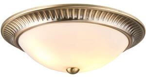 Endon 91123 Flush Light In Antique Brass With Opal Glass