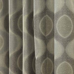 Grey Jacquard Curtain Modern Curve Design Fully Lined - 66" X 90" Drop