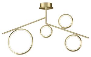 Mantra M6580 Olimpia SG 42 Watt Semi Flush Ceiling Light In Satin Gold/Opal White - L: 1010mm