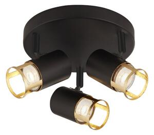3483-3BG Laser 3 Light Round Ceiling Spotlight In Black And Gold