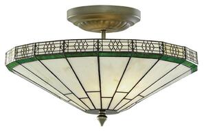 Searchlight 4417-17 New York 2 Light Tiffany Glass Semi Flush Ceiling Light In Bronze