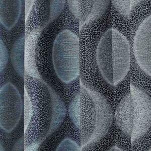 Blue Jacquard Curtain Modern Curve Design Fully Lined - 66" X 90" Drop