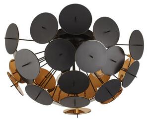 Searchlight Modern Disc 3 Light Semi Flush Ceiling Light In Black And Gold