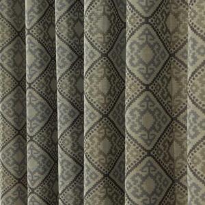 Grey Jacquard Curtain Abstract Aztec Design Fully Lined - 46" X 54" Drop