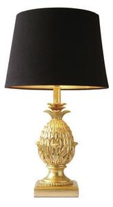 Dar PIN4235 Pineapple Gold Table Lamp With Black Faux Silk Shade