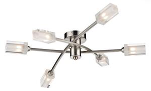 Dar MOR6446 Morgan 6 Light Satin Chrome Semi Flush Light