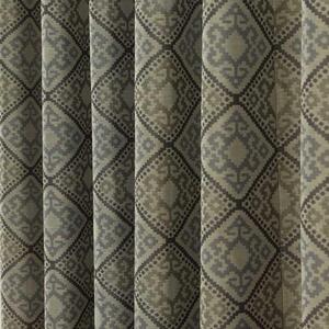 Grey Jacquard Curtain Abstract Aztec Design Fully Lined - 66" X 72" Drop