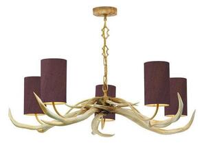 David Hunt Lighting ANT0549 BESPOKE Antler 5 Light Pendant With Coloured Shades