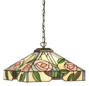 INTERIORS 1900 64385 Willow Tiffany Medium Ceiling Pendant Light With Mackintosh Rose Style