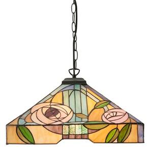 INTERIORS 1900 64384 Willow Tiffany Large Ceiling Pendant Light With Mackintosh Rose Style