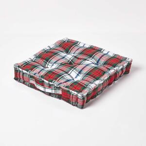 Homescapes Cotton Macduff Tartan Floor Cushion, 40 x 40 cm