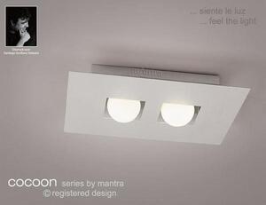 M0127 Cocoon 2 Light Silver Flush Wall Or Ceiling Lamp