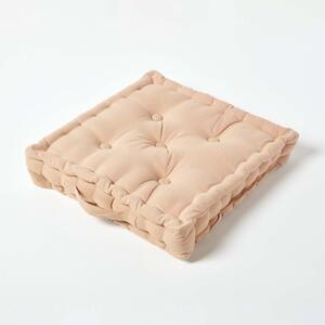 Homescapes Cotton Natural Beige Floor Cushion, 40 x 40 cm