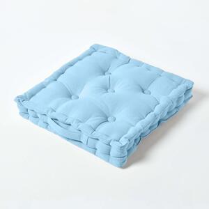 Homescapes Cotton Blue Floor Cushion, 50 x 50 cm