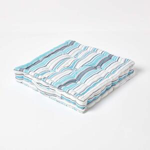 Homescapes Cotton New England Stripes- Floor Cushion, 40 x 40 cm