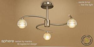 M8011 Sphere Antique Brass 3 Light Semi-Flush Ceiling Light