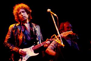 Photography Writer composer Bob Dylan at a concert in the early 1980s