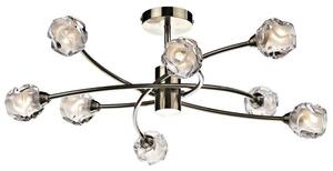 Dar SEA0875 Seattle 8 Light Semi Flush Light in Antique Brass