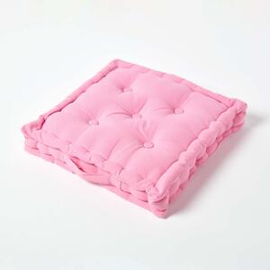 Homescapes Cotton Pink Floor Cushion, 40 x 40 cm