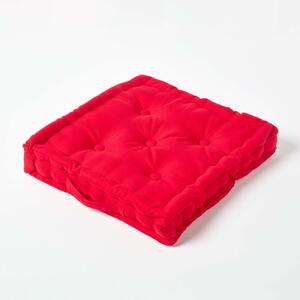 Homescapes Cotton Red Floor Cushion, 40 x 40 cm