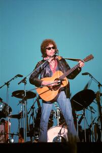 Photography Writer composer Bob Dylan at a concert in the early 1980s