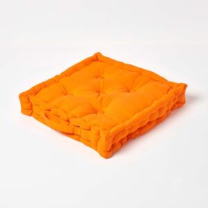 Homescapes Cotton Orange Floor Cushion, 40 x 40 cm