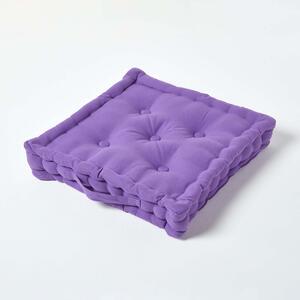 Homescapes Cotton Purple Floor Cushion, 50 x 50 cm