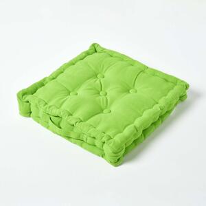 Homescapes Cotton Lime Green Floor Cushion, 40 x 40 cm