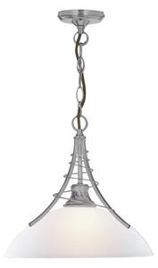 Searchlight 5224SS Linea Modern Ceiling Pendant Light in Satin Silver with Glass Shade