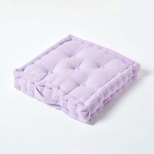 Homescapes 100% Cotton Plain Floor Cushion, 50 x 50 x 10 cm, Mauve Purple, OEKO-TEX Certified, Handcrafted, 20 x 20 x 4"
