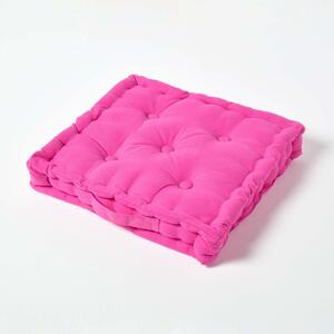 Homescapes Cotton Hot Pink Floor Cushion, 50 x 50 cm