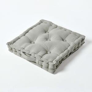 Homescapes Cotton Grey Floor Cushion, 40 x 40 cm