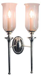 Grosvenor N721TG Solid Brass Nickel Plated 2 Light Wall Light With Glass