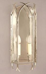 Gothic N732A Solid Brass Nickel Plated 2 Light Wall Lantern