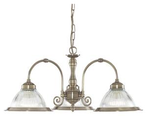 Searchlight 9343-3 American Diner 3 Light Ceiling Pendant In Antique Brass