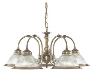 Searchlight 9345-5 American Diner 5 Light Ceiling Pendant In Antique Brass