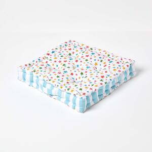 Homescapes Cotton Multi Coloured Stars Floor Cushion, 40 x 40 cm