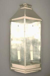Greenwich N504A Large Solid Brass Nickel Plated 2 Light Wall Lantern